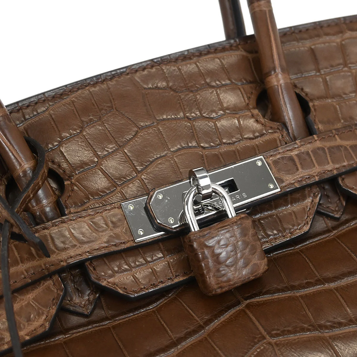 Hermes * Cacao Matte niloticus Crocodile Birkin 30 Handbag - Image 4