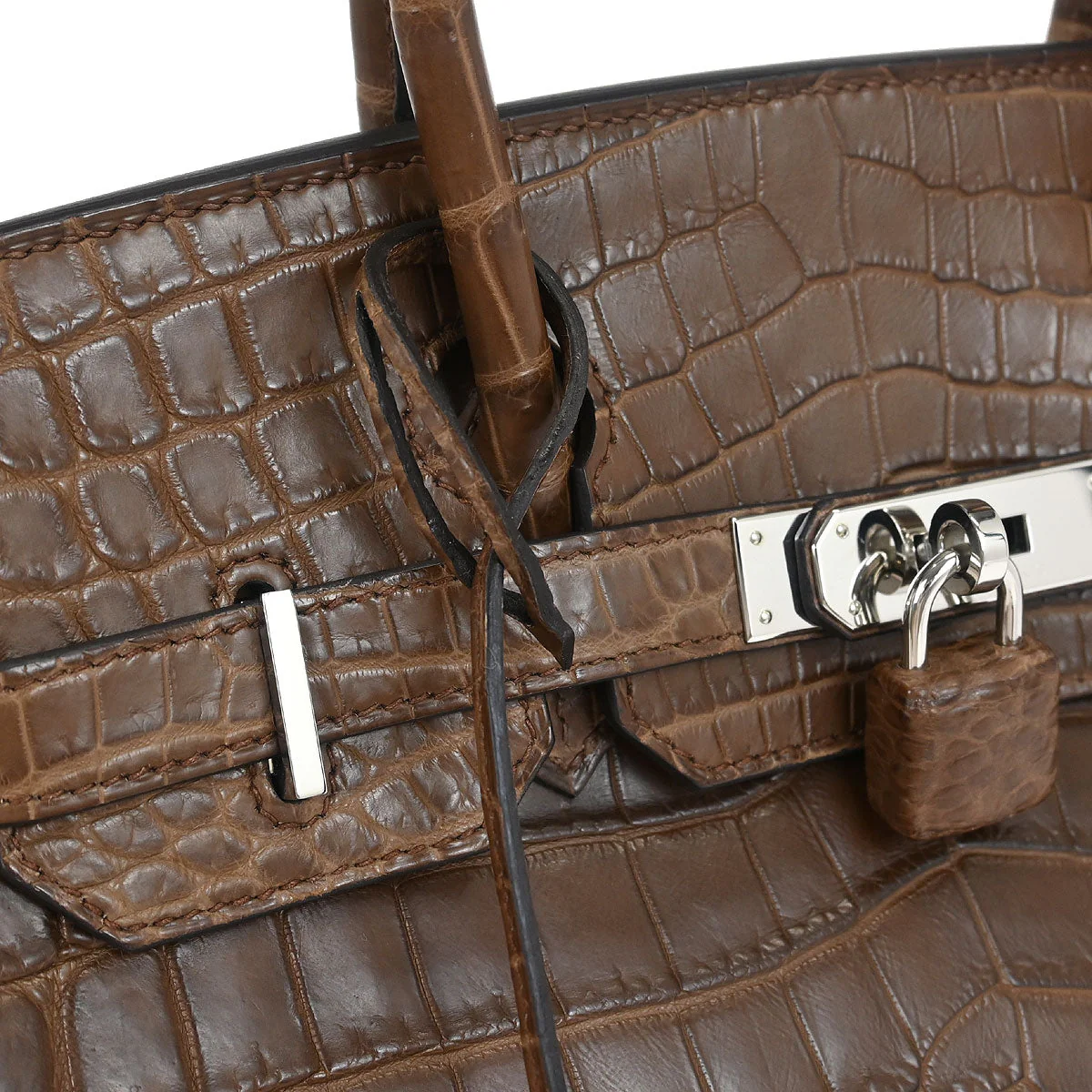 Hermes * Cacao Matte niloticus Crocodile Birkin 30 Handbag - Image 5