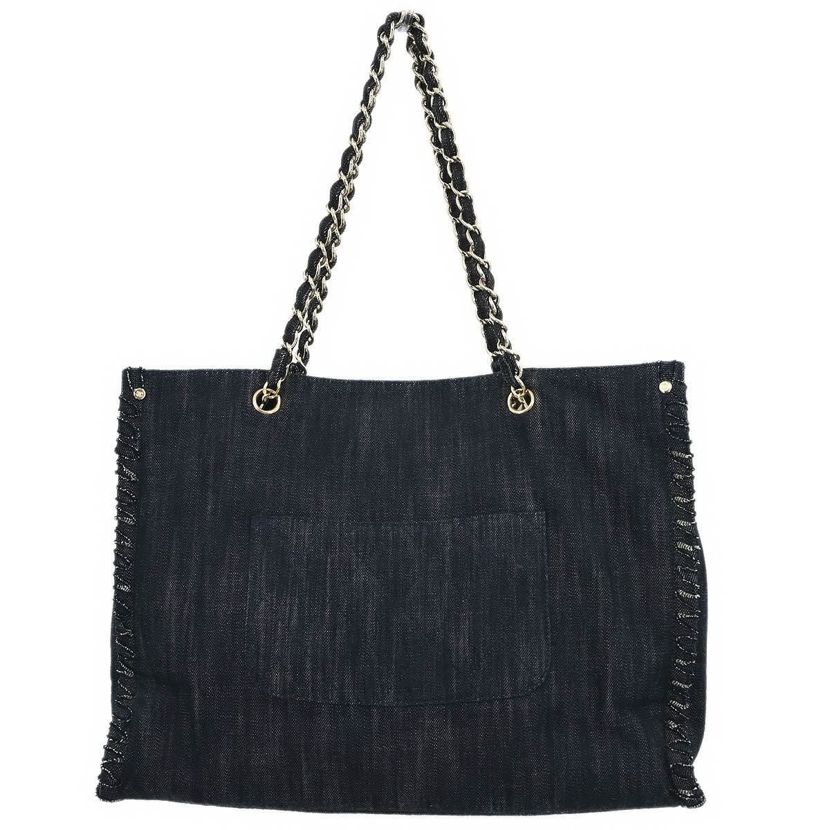 Chanel 2005-2006 Navy Denim Night Flight Tote Handbag - Image 2