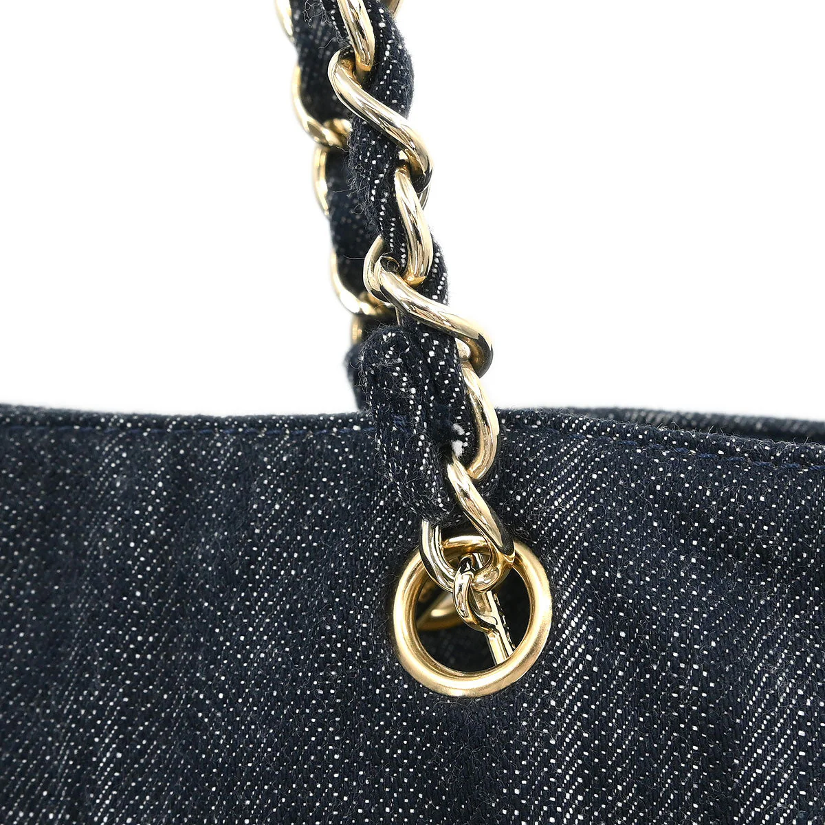 Chanel 2005-2006 Navy Denim Night Flight Tote Handbag - Image 3