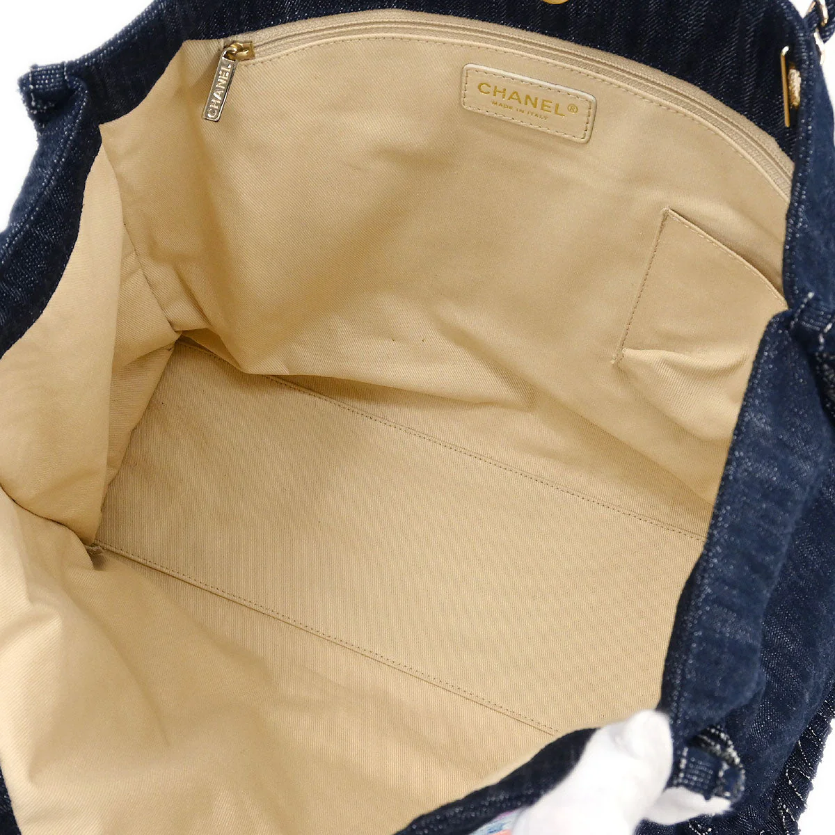 Chanel 2005-2006 Navy Denim Night Flight Tote Handbag - Image 6