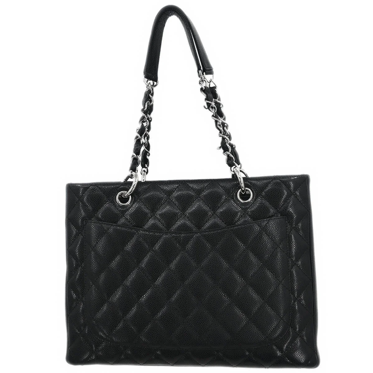 Chanel 2006-2008 Black Caviar Grand Shopping Tote GST Chain Handbag - Image 2
