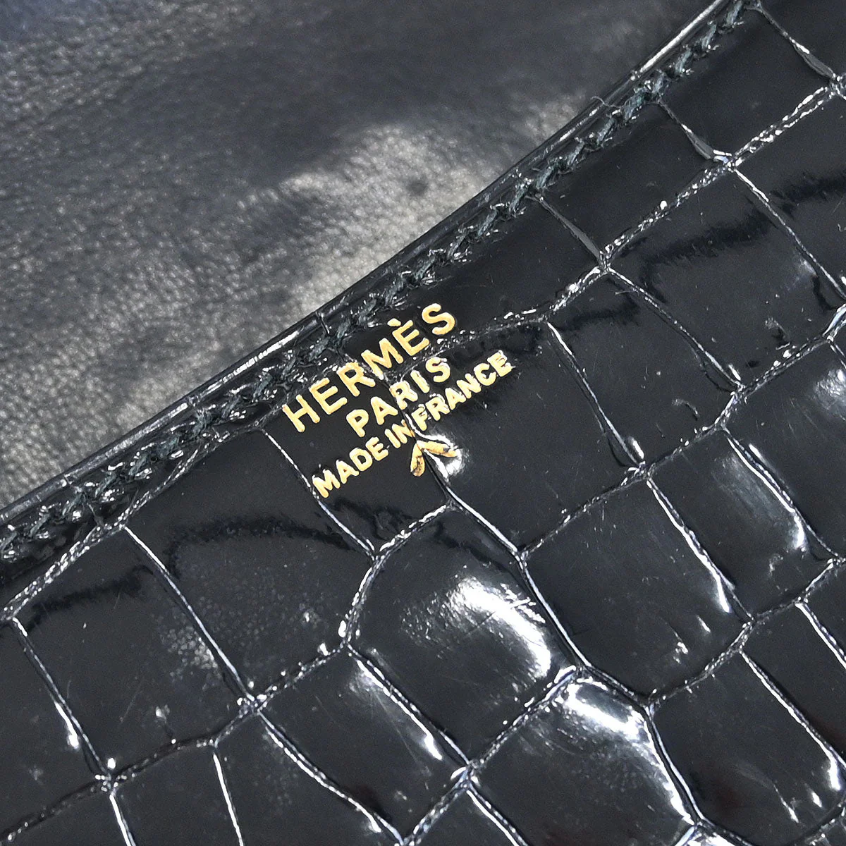 Hermes * 1988 Black Porosus crocodile Constance 23 Shoulder Bag - Image 10