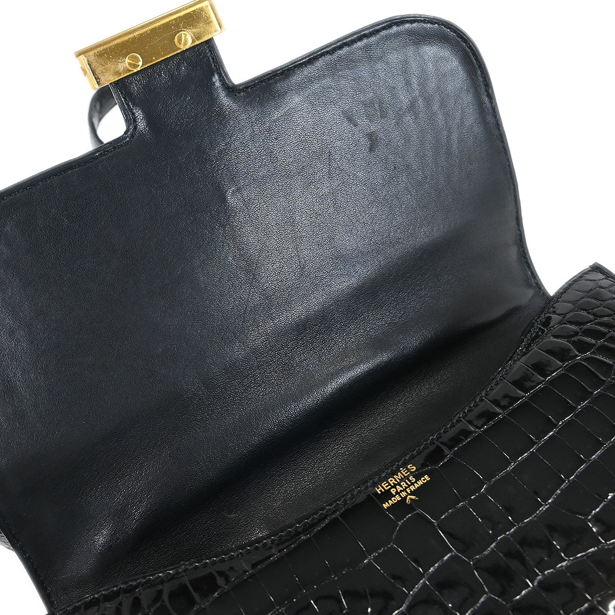 Hermes * 1988 Black Porosus crocodile Constance 23 Shoulder Bag - Image 6
