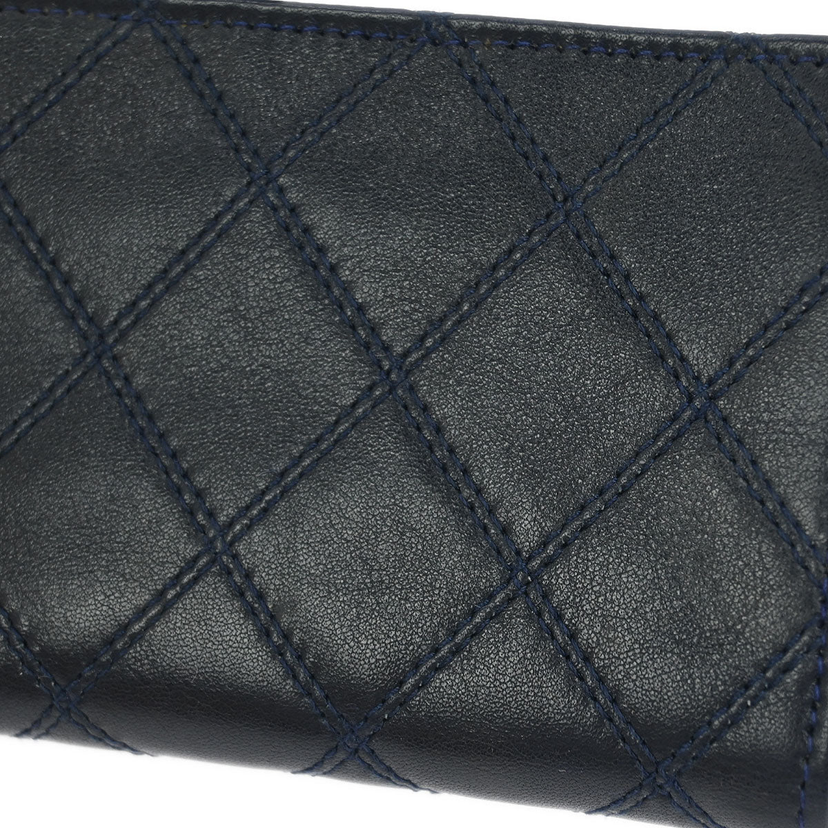 Chanel 1989-1991 Navy Lambskin Bicolore Coin Purse Wallet - Image 4