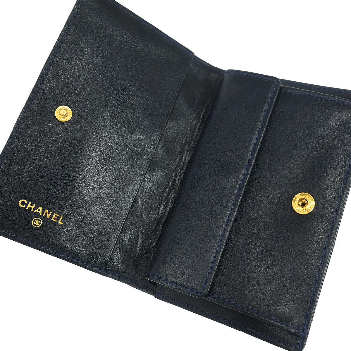 Chanel 1989-1991 Navy Lambskin Bicolore Coin Purse Wallet - Image 5