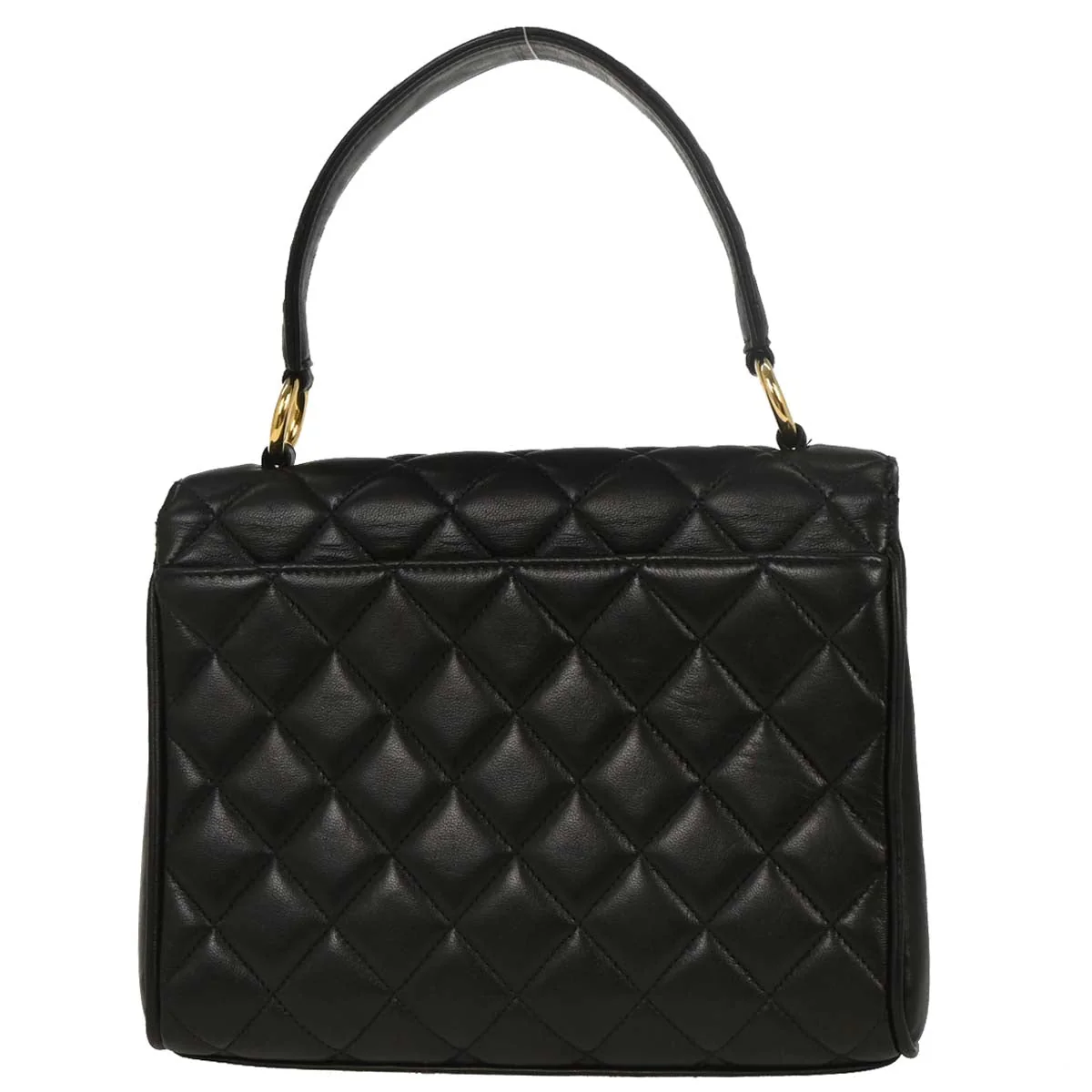 Chanel 1996-1997 Black Lambskin Straight Flap Handbag - Image 2