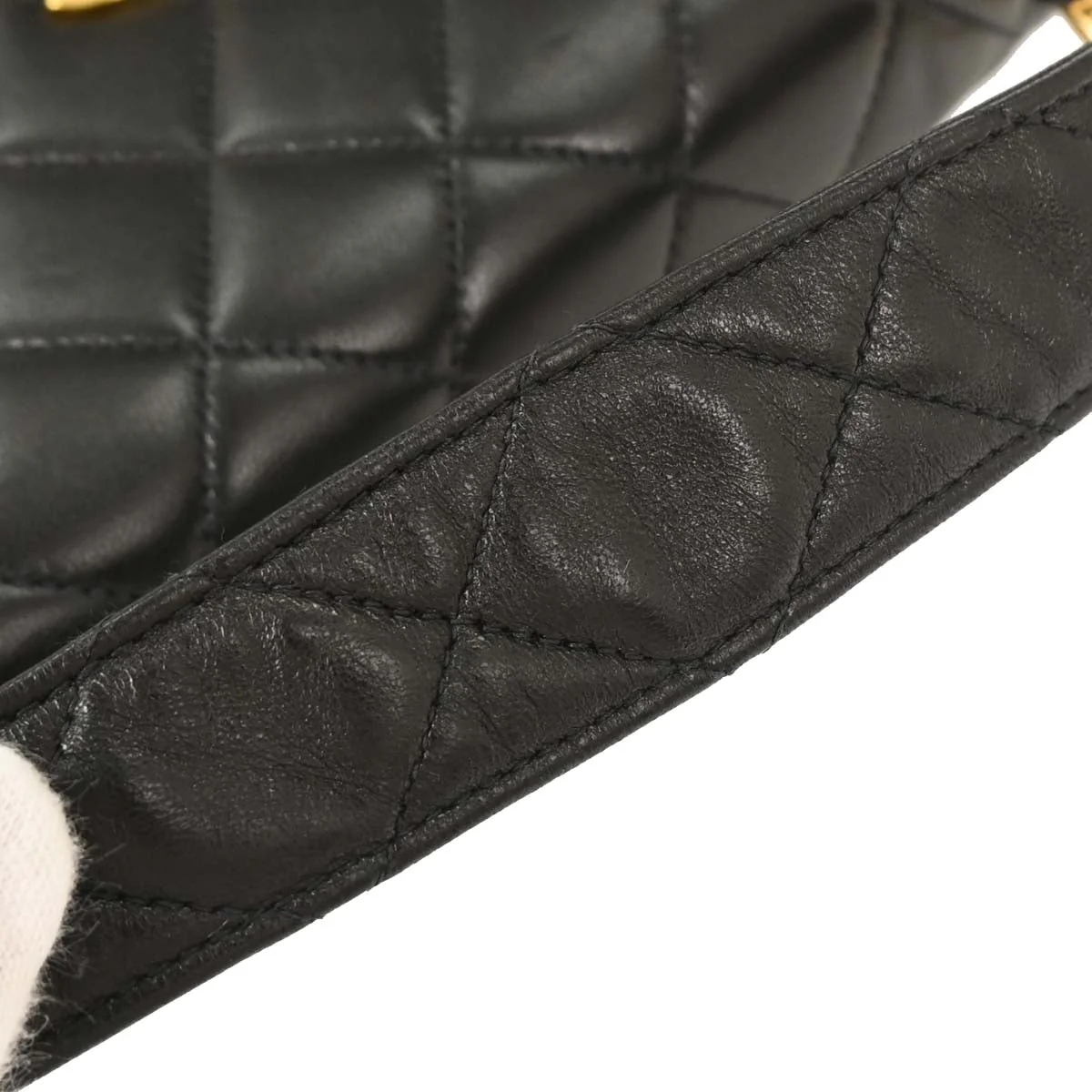 Chanel 1996-1997 Black Lambskin Straight Flap Handbag - Image 5