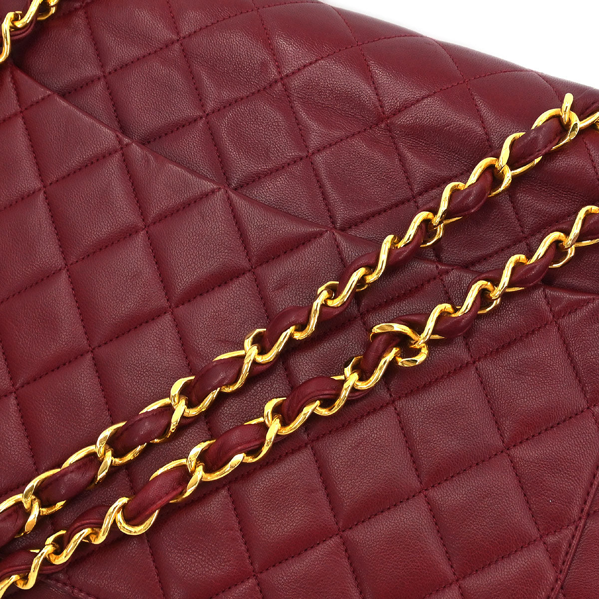 Chanel 1991-1994 Bordeaux Lambskin Maxi Classic Flap Shoulder Bag - Image 6