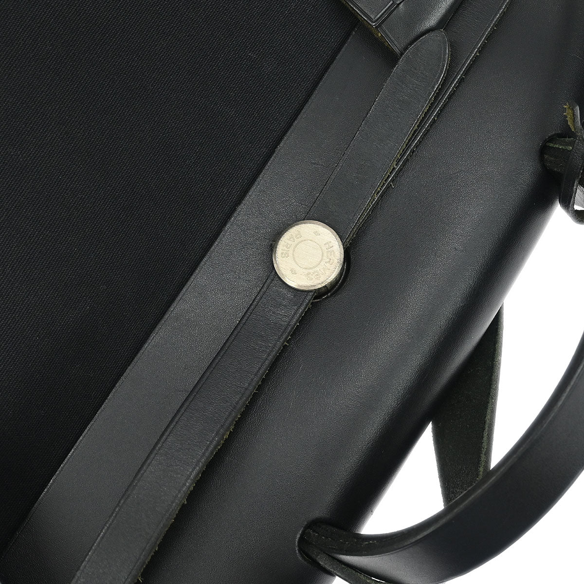 Hermes 1999 Black Toile Officier Herbag MM 2 in 1 2way Shoulder Handbag - Image 4