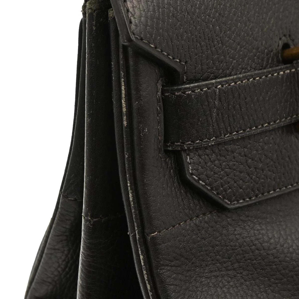 Hermes 1997 Black Taurillon Clemence Haut a Courroies 45 Handbag - Image 3