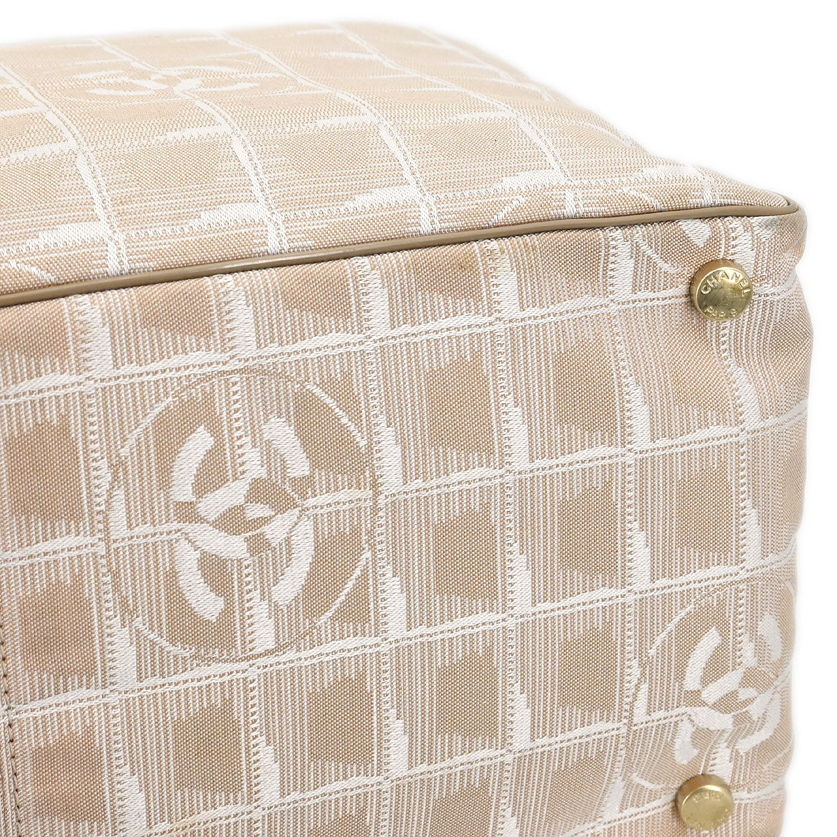 Chanel 2005-2006 Beige Jacquard Nylon New Travel Line Tote Handbag - Image 3