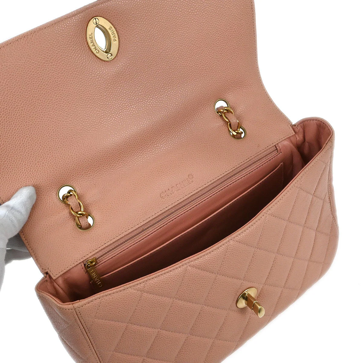 Chanel 2000-2001 Pink Caviar Shoulder Bag - Image 7