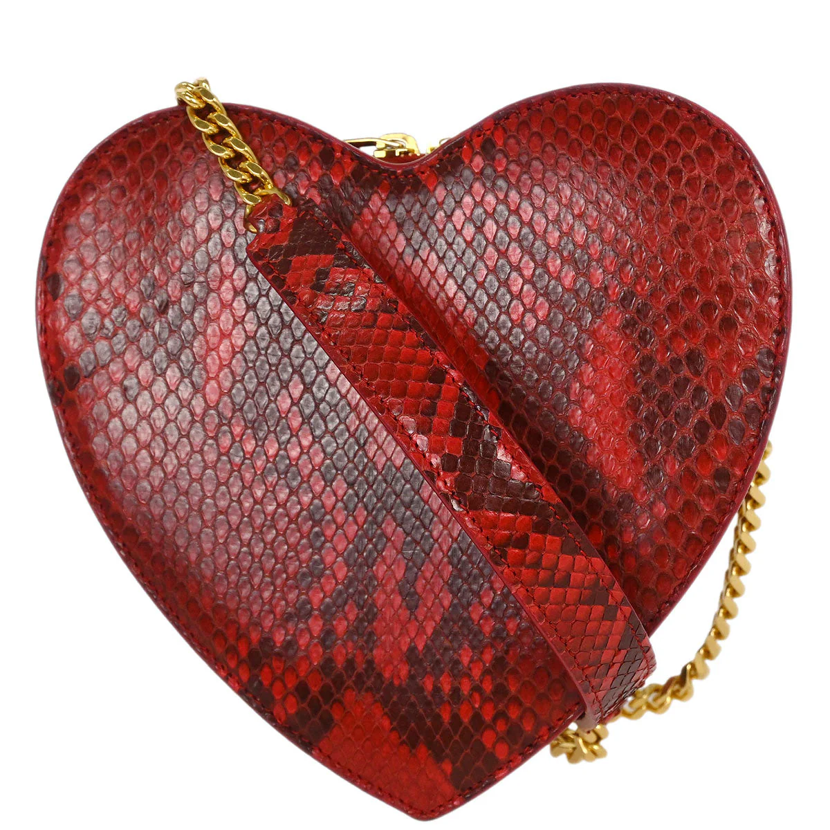 Saint Laurent * Red Python Love Heart Shoulder Bag - Image 2