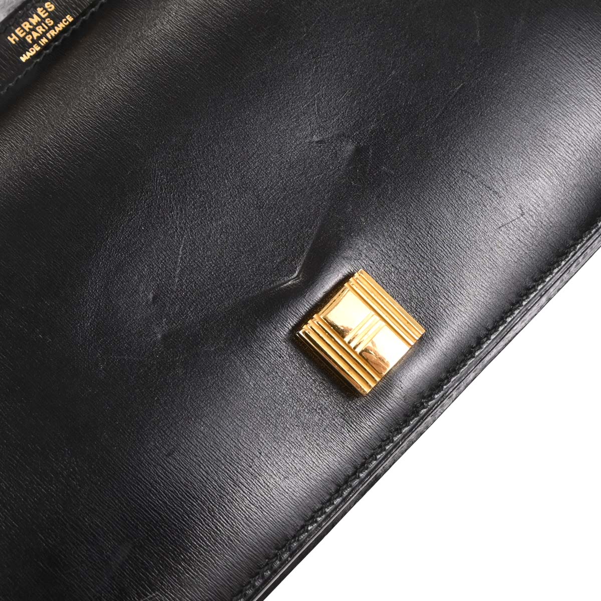 Hermes Black Box Calf Cadena Lock Shoulder Bag - Image 7