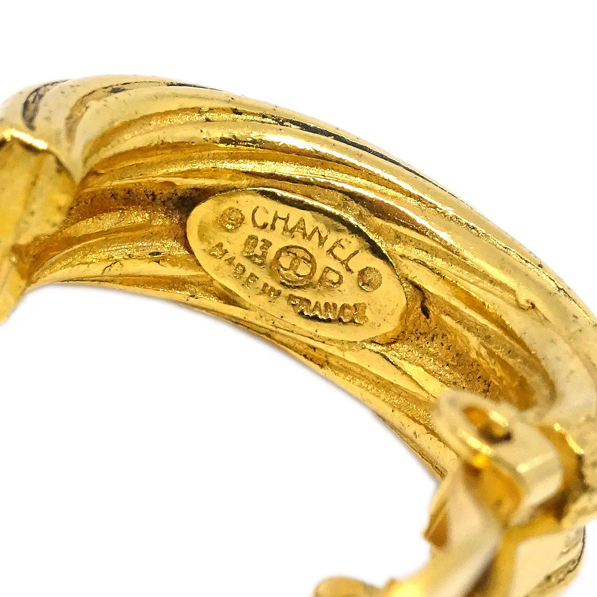 Chanel Dangle Hoop Earrings Clip-On Gold 2917/93P - Image 4