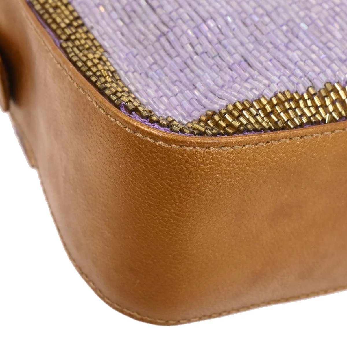 Fendi Purple Gold Beaded Baguette Handbag - Image 5
