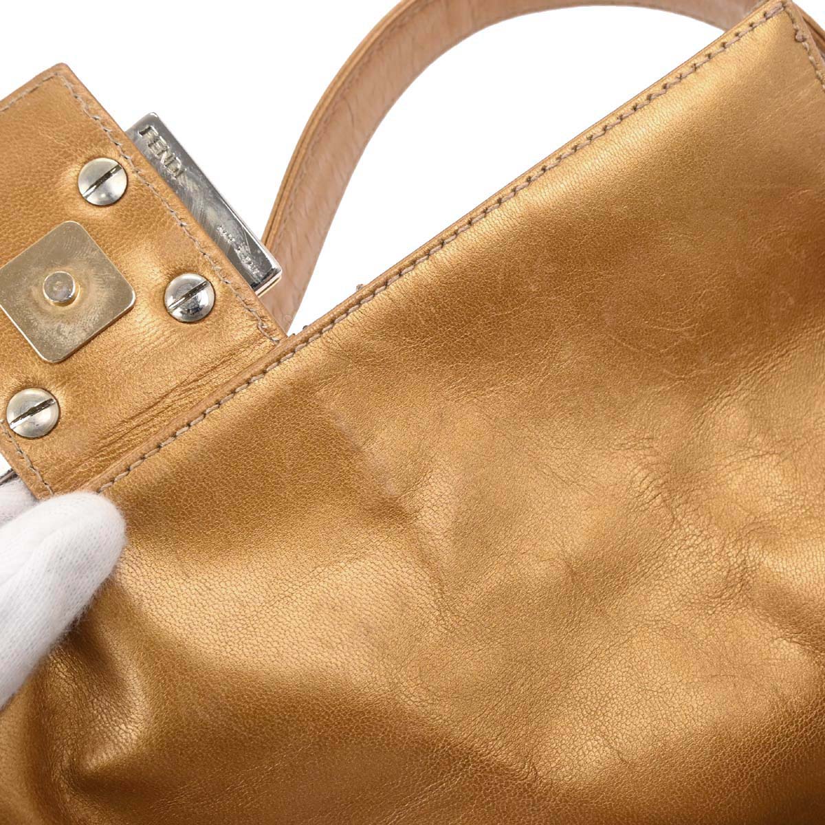 Fendi Purple Gold Beaded Baguette Handbag - Image 7