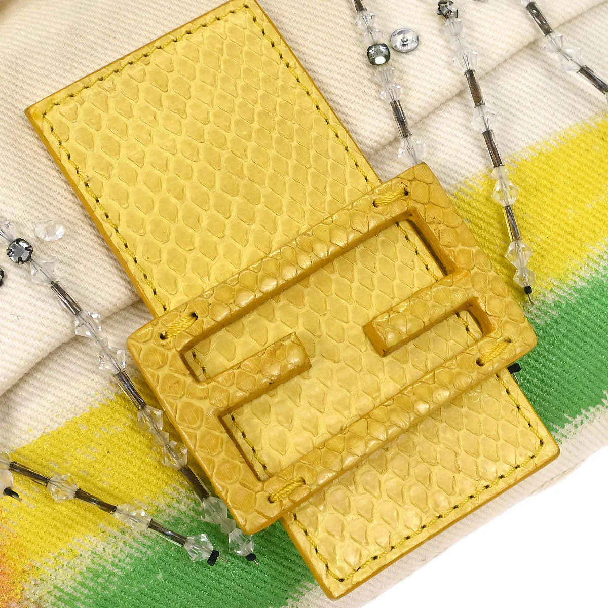 Fendi * White Yellow Baguette Handbag - Image 4