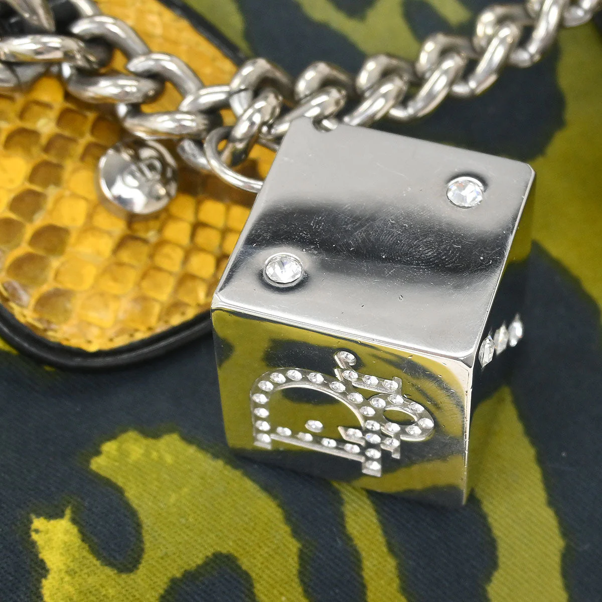 Christian Dior * Yellow Python Gambler Dice Bowler Bag - Image 4