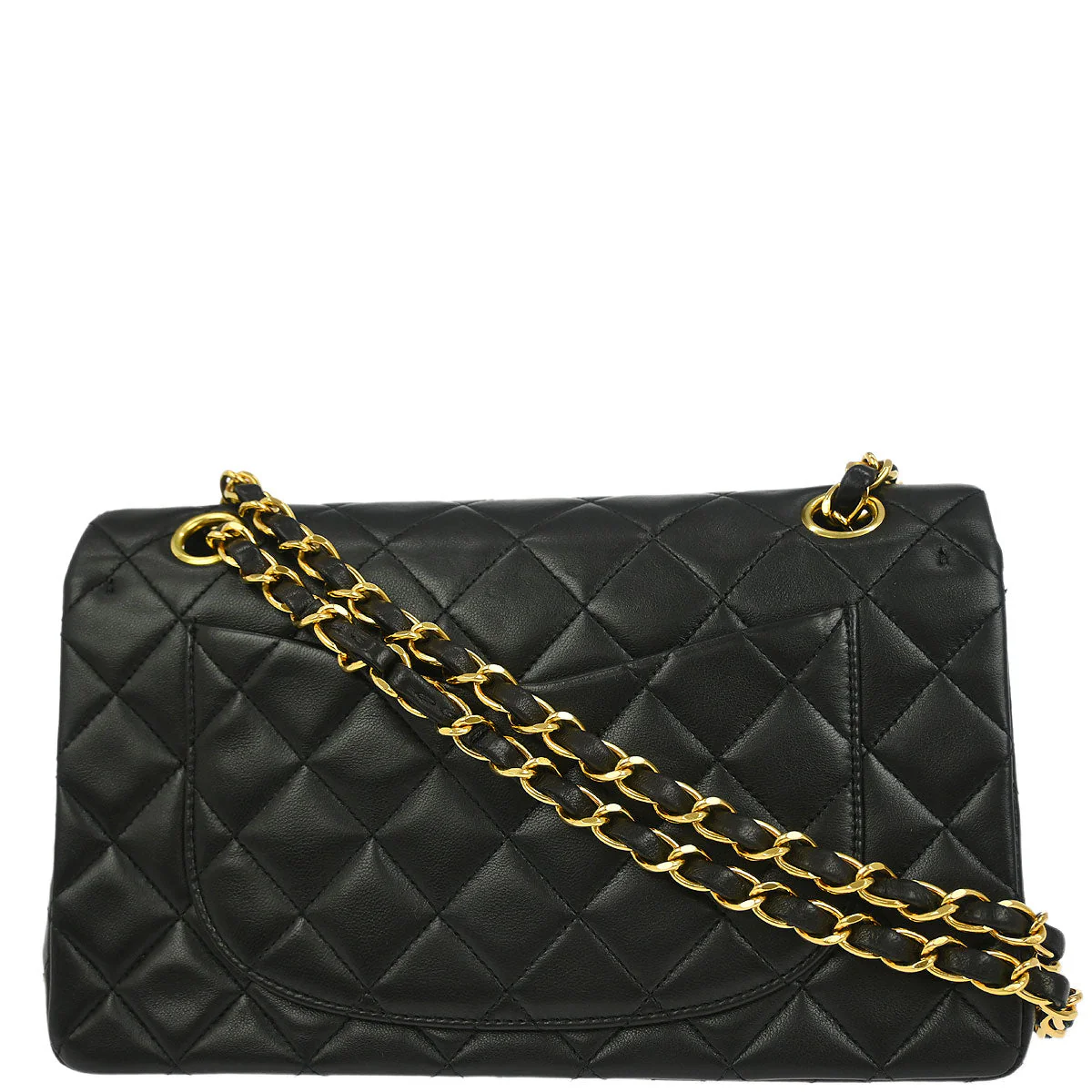 Chanel Black Lambskin Small Classic Double Flap Shoulder Bag - Image 2