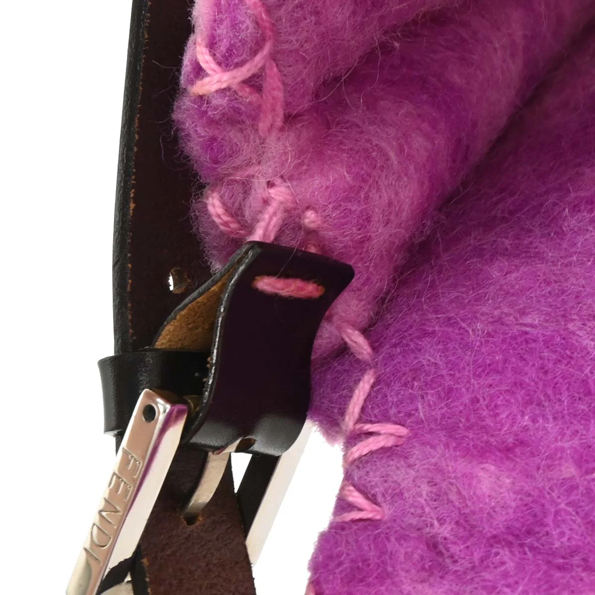 Fendi Purple Felt Patchwork Baguette Handbag - Image 10