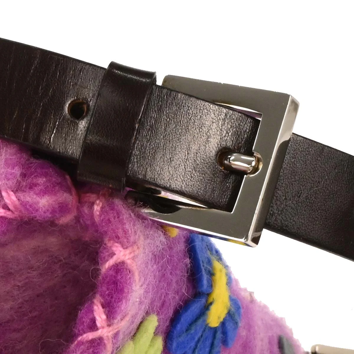 Fendi Purple Felt Patchwork Baguette Handbag - Image 3