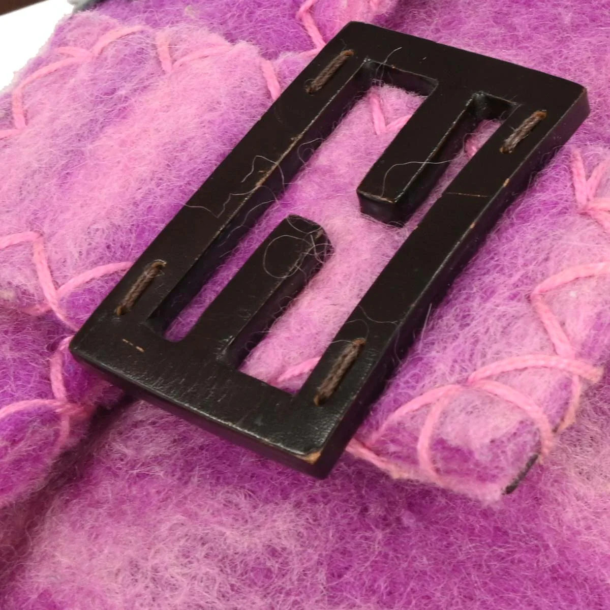 Fendi Purple Felt Patchwork Baguette Handbag - Image 6