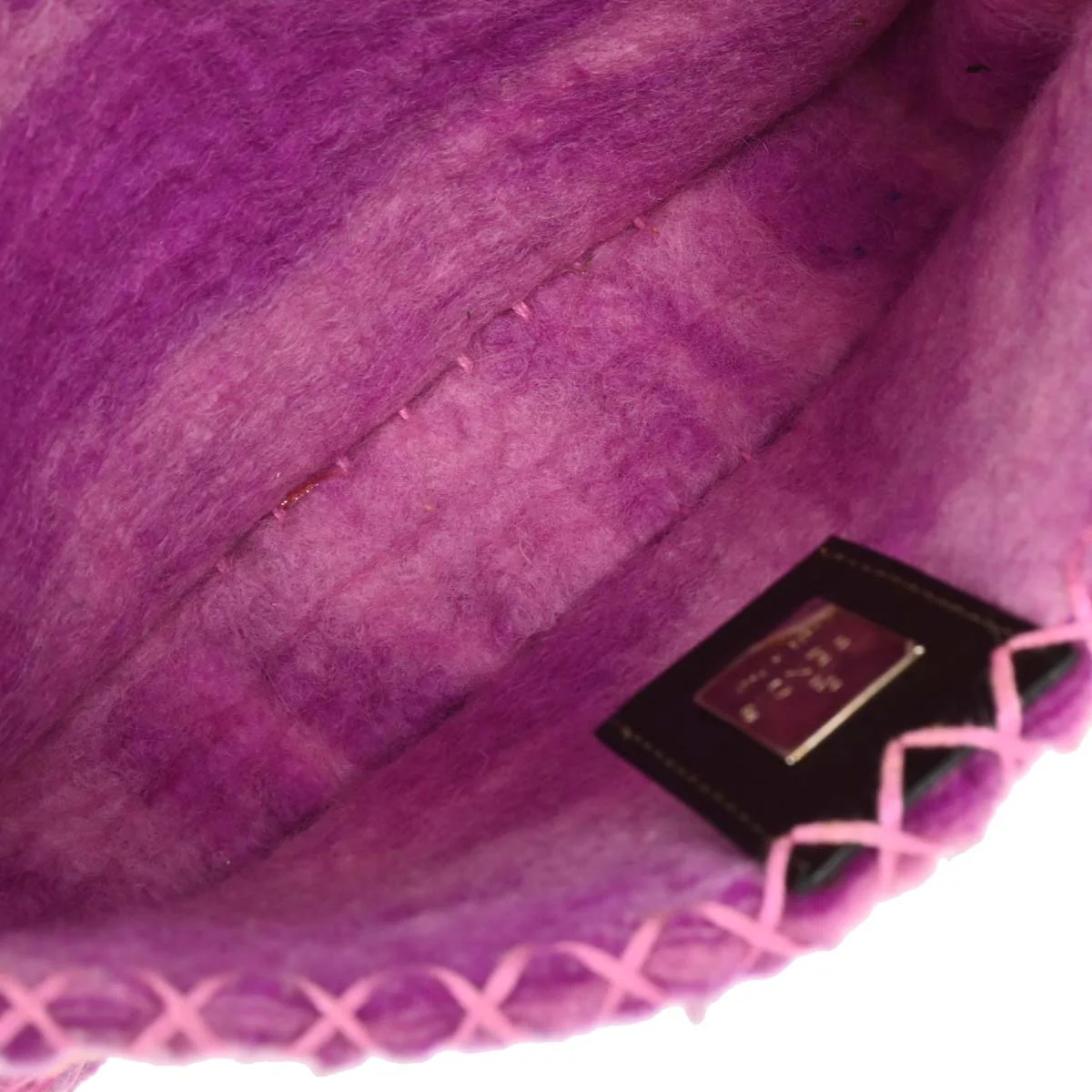Fendi Purple Felt Patchwork Baguette Handbag - Image 8