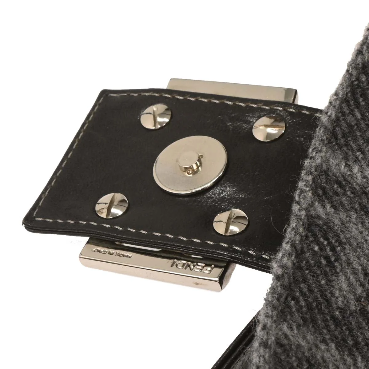 Fendi Gray Wool Baguette Handbag - Image 7