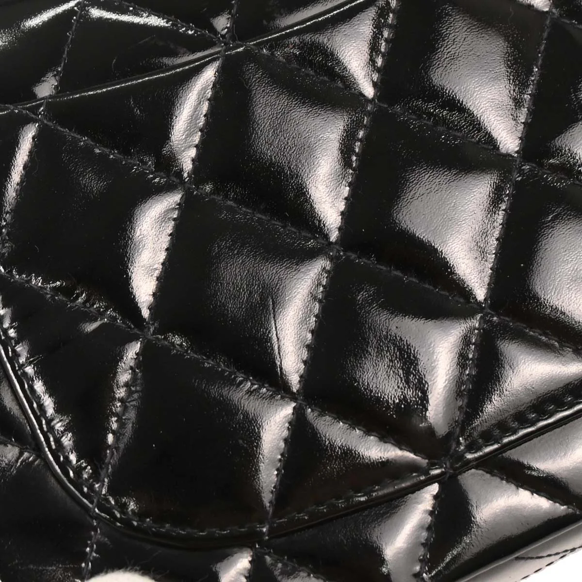 Chanel 1989-1991 Black Patent Mini Classic Square Flap Shoulder Bag 17 - Image 4