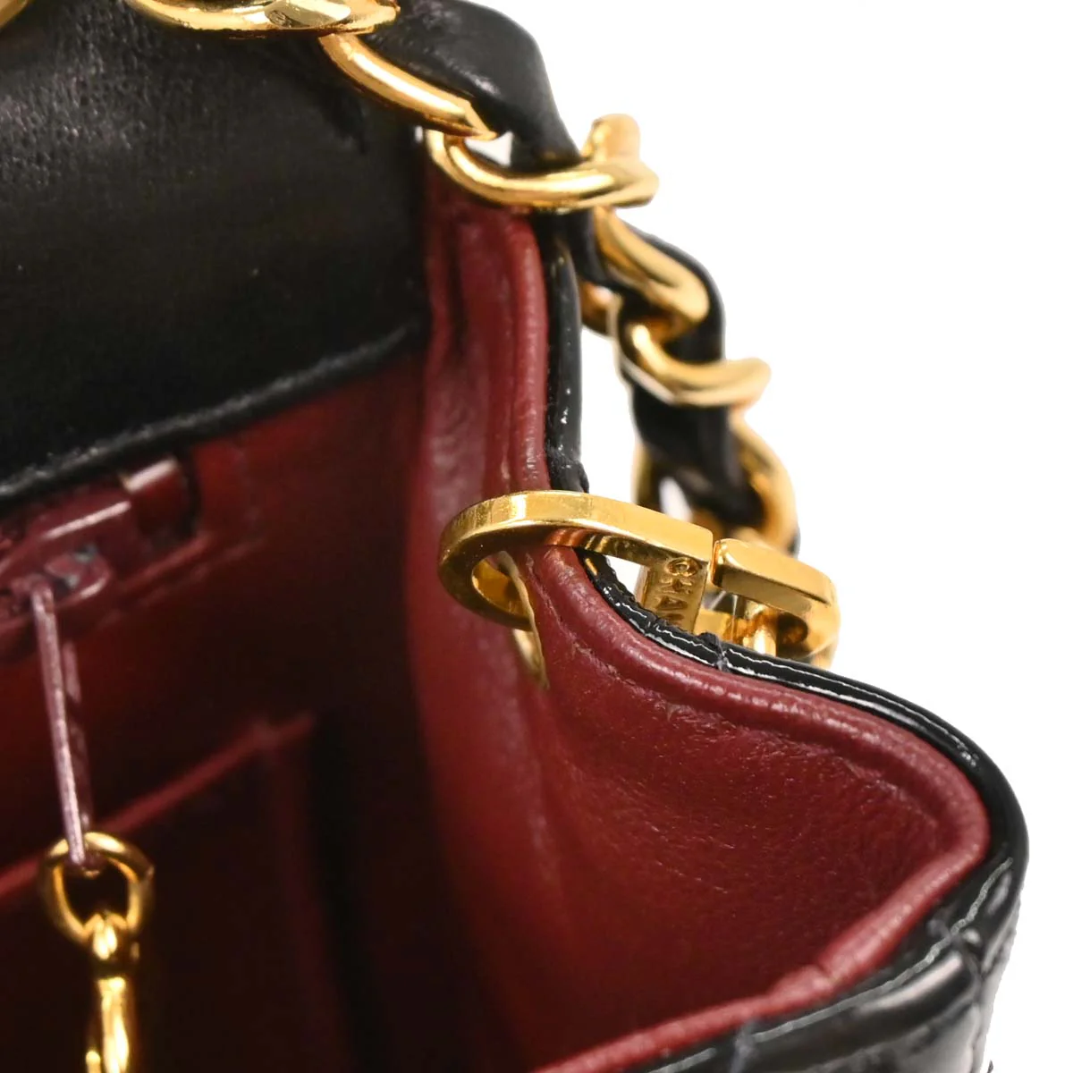 Chanel 1989-1991 Black Patent Mini Classic Square Flap Shoulder Bag 17 - Image 6
