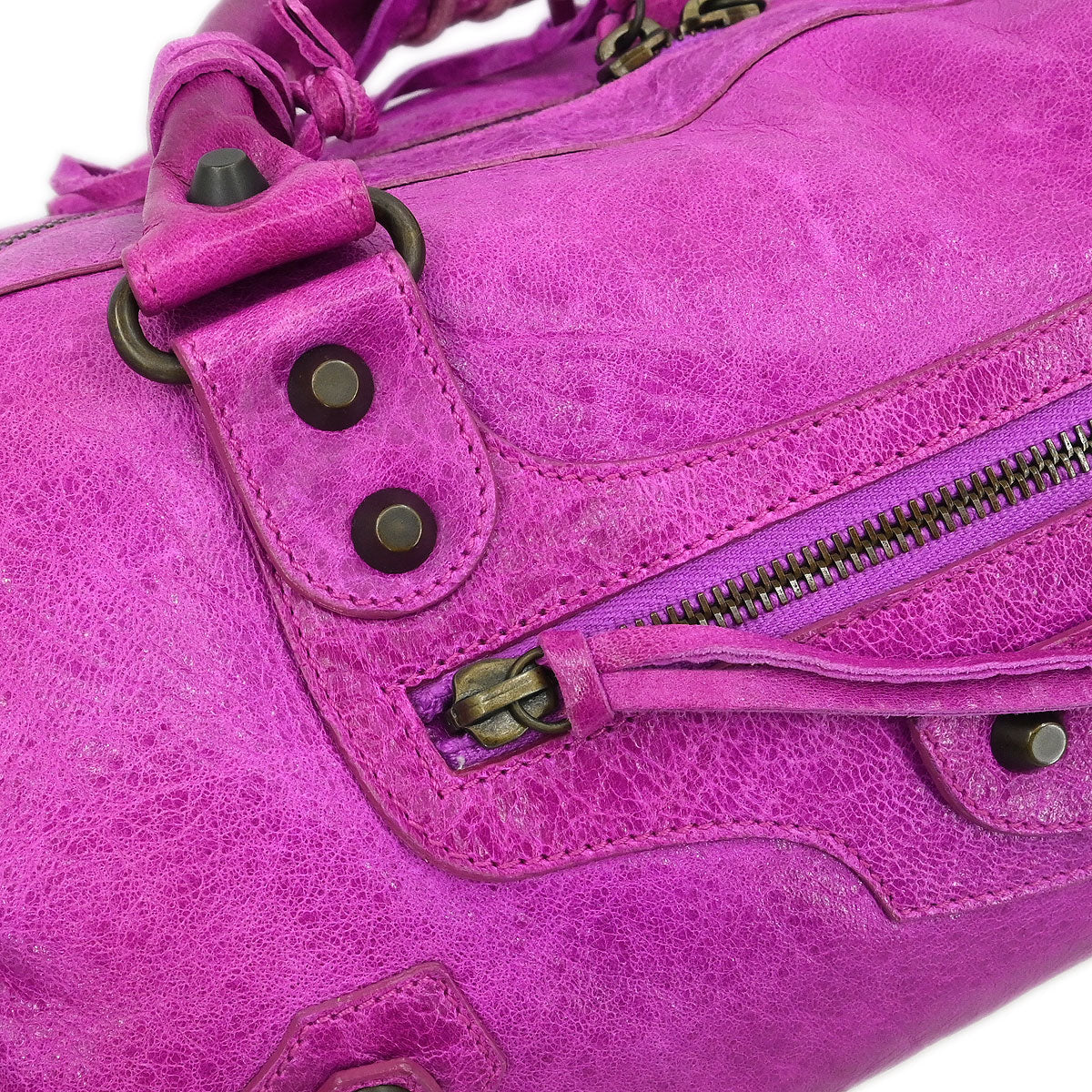 Balenciaga Purple Lambskin The Twiggy Handbag - Image 7