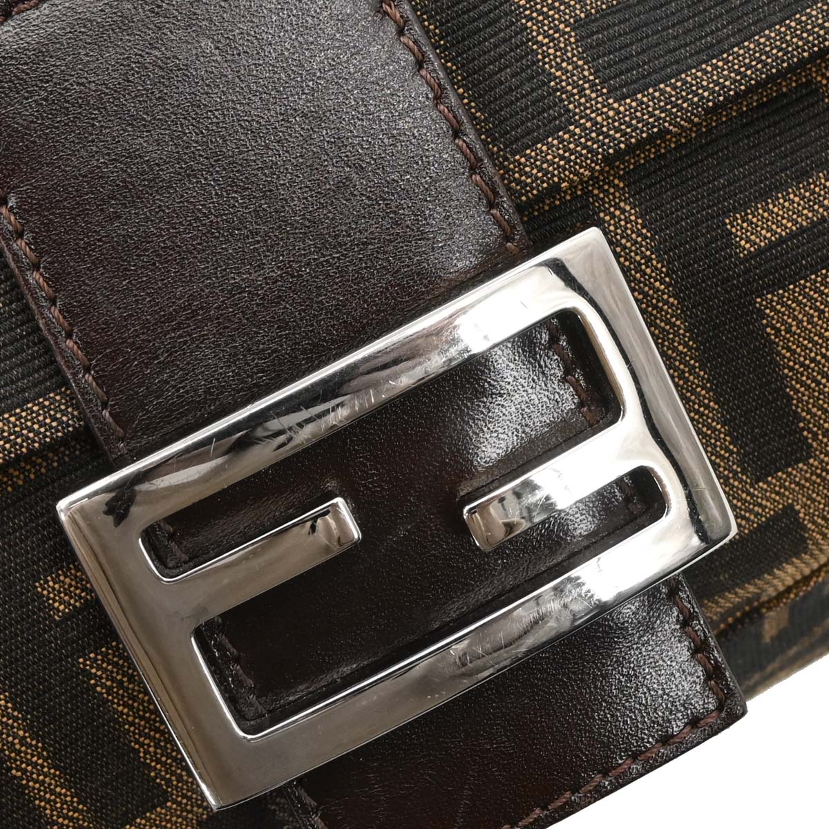 Fendi Brown Canvas Zucca Mamma Baguette Handbag - Image 5