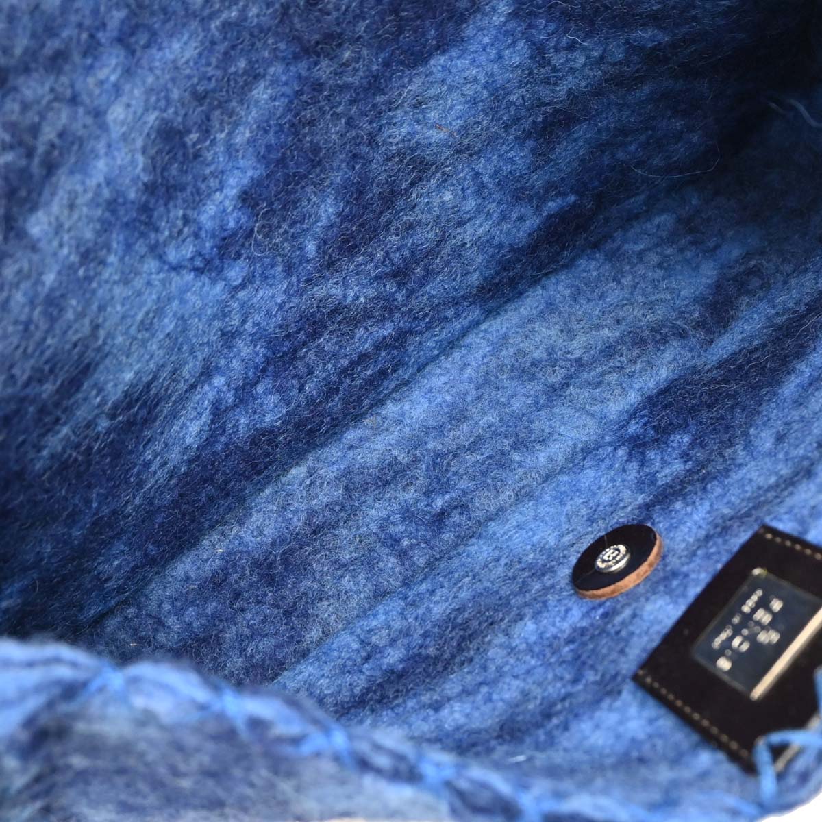 Fendi Blue Felt Patchwork Baguette Handbag - Image 8