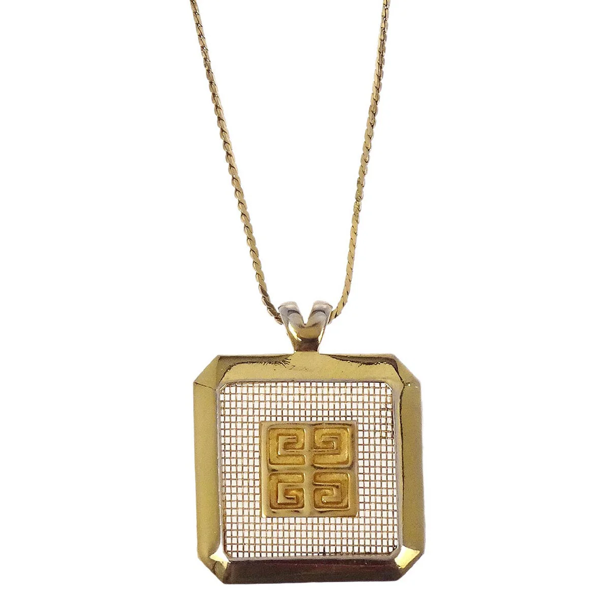 Givenchy Gold Square Chain Pendant Necklace