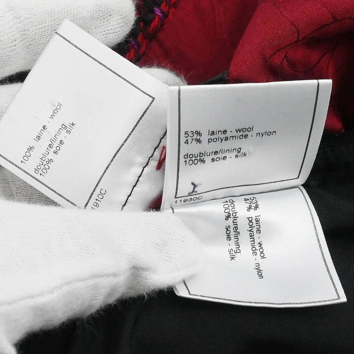 Chanel 2001 Setup Suit Jacket Skirt Tweed Red Black #36 #34 - Image 11