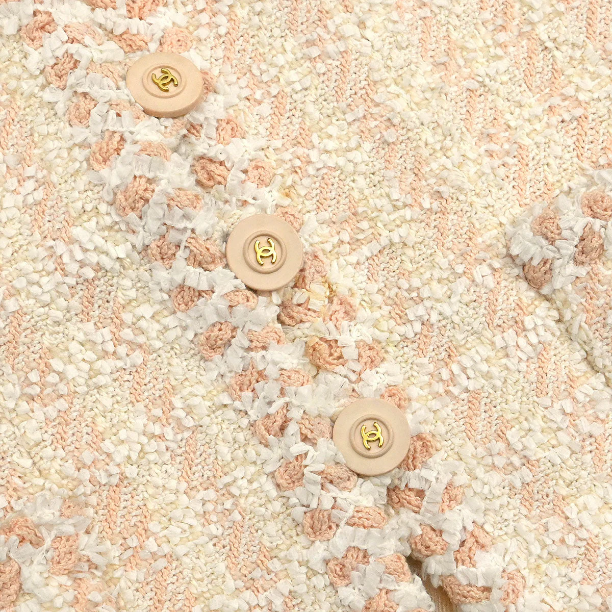 Chanel 1994 Setup Suit Jacket Skirt Tweed Off-white #36 - Image 3
