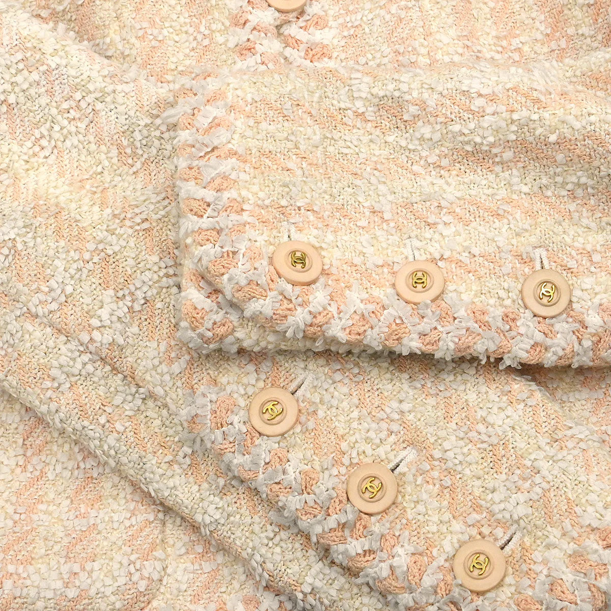 Chanel 1994 Setup Suit Jacket Skirt Tweed Off-white #36 - Image 5