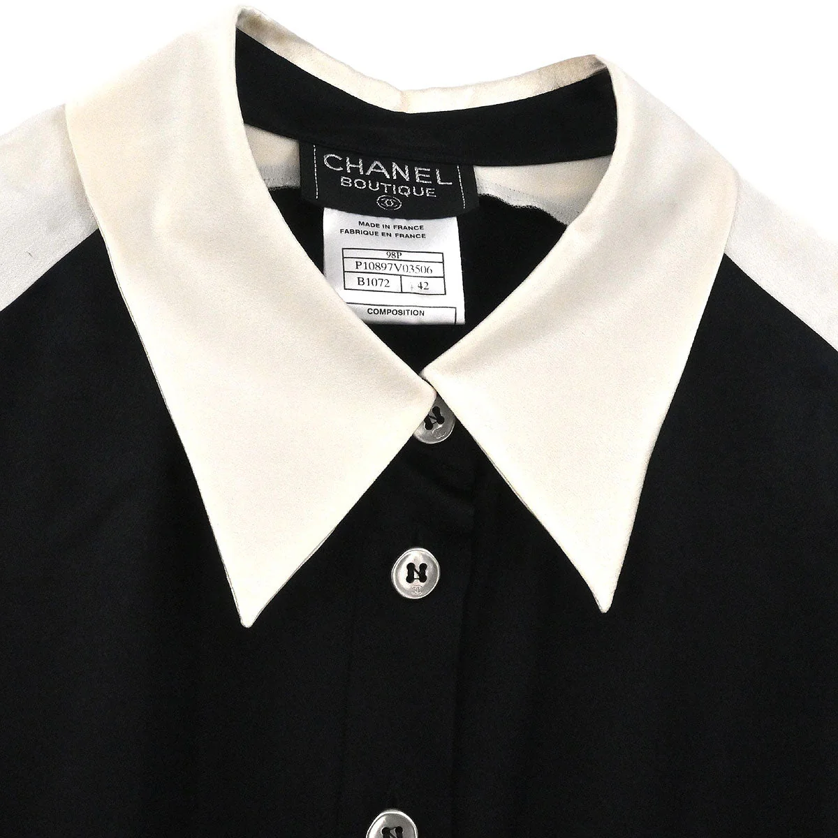 Chanel 1998 Blouse Shirt Black #42 - Image 3