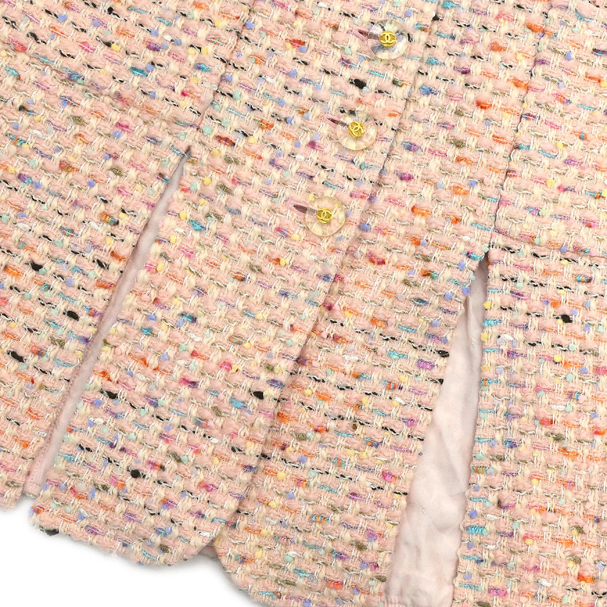 Chanel 1994 Setup Suit Jacket Skirt Tweed Pink #40 - Image 5