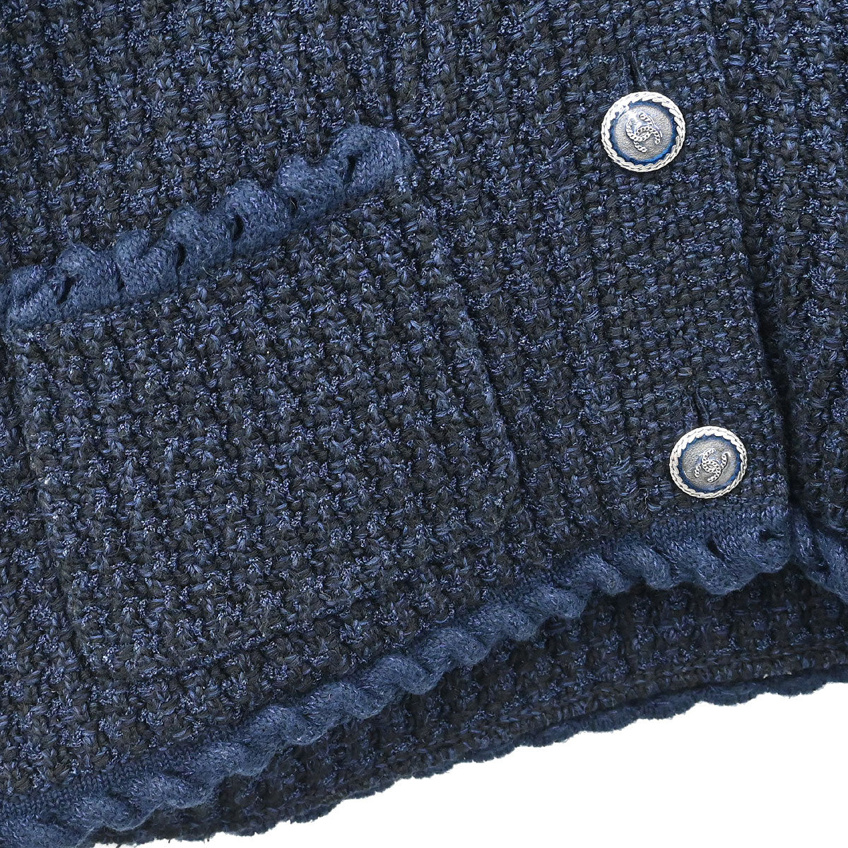 Chanel 2012 Tweed Cardigan Jacket Navy #40 - Image 5