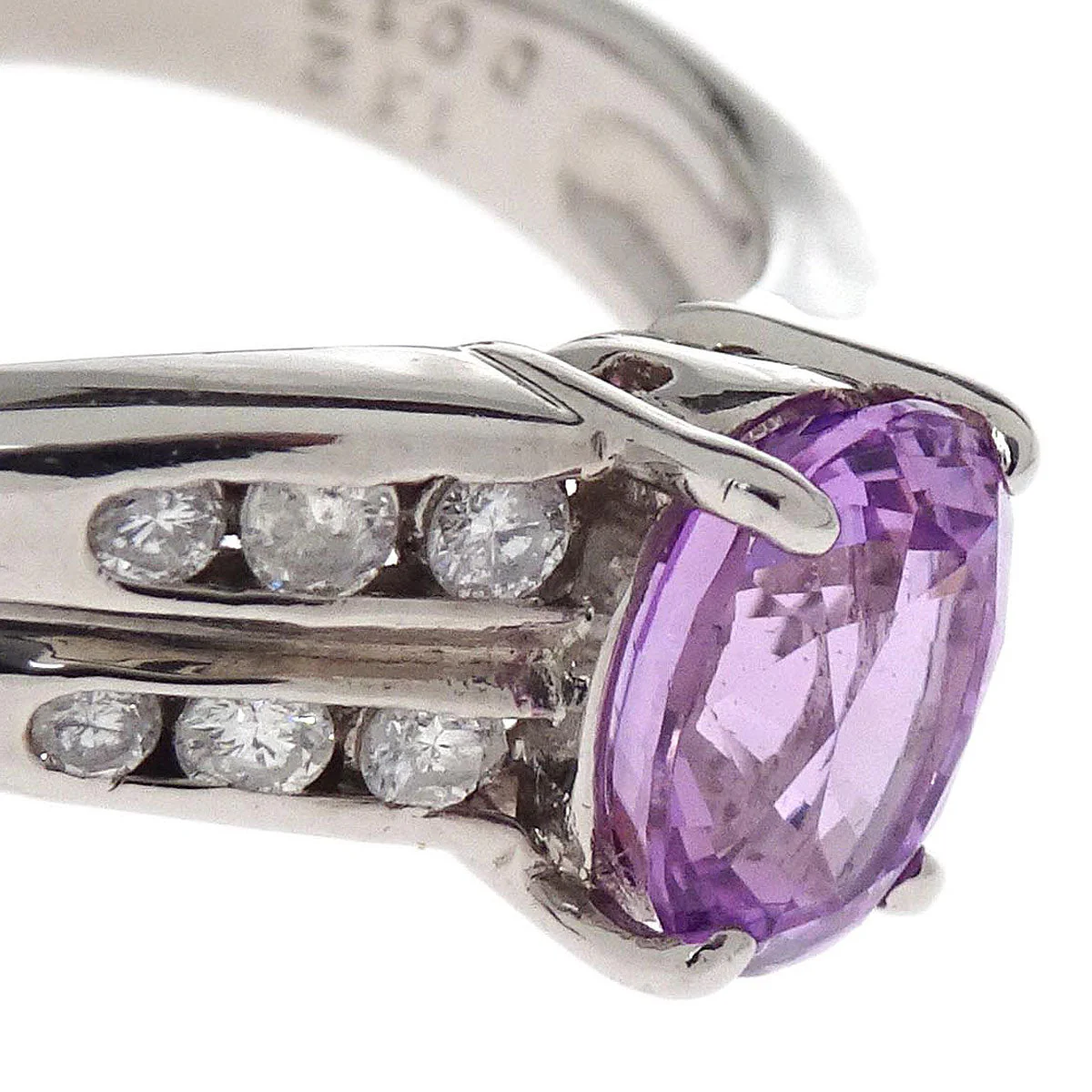 Ring Pt850 Purple Sapphire Diamond #49 - Image 4