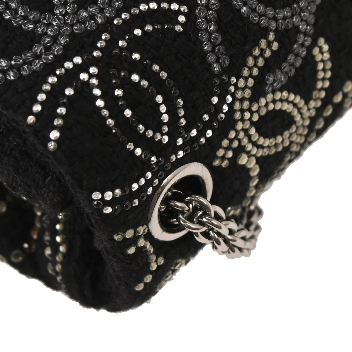 Chanel 2010-2011 Black Tweed Strass Paris-Shanghai Pudong Mini Flap Bag - Image 5