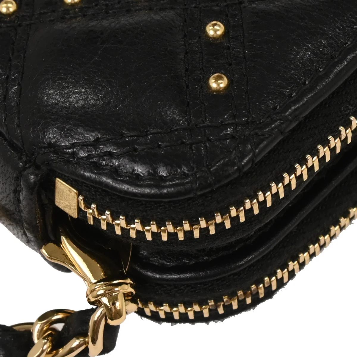 Chanel 2018-2019 Black Lambskin Studded WOC Wallet on Chain Shoulder Bag - Image 5