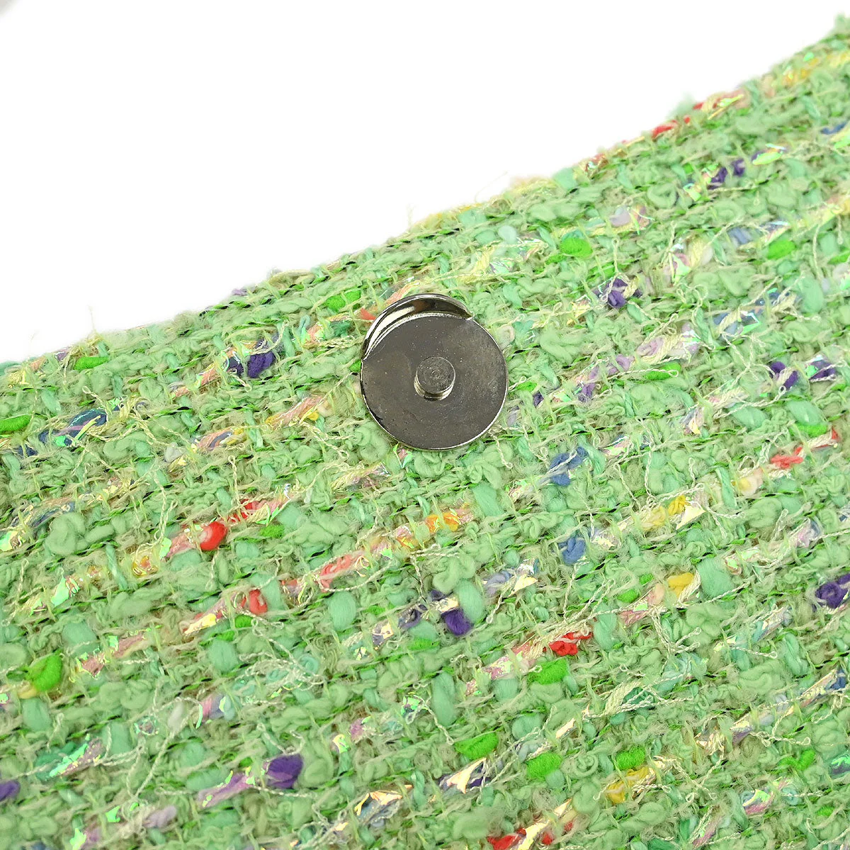 Chanel 1996-1997 Green Tweed Chain Handbag - Image 6