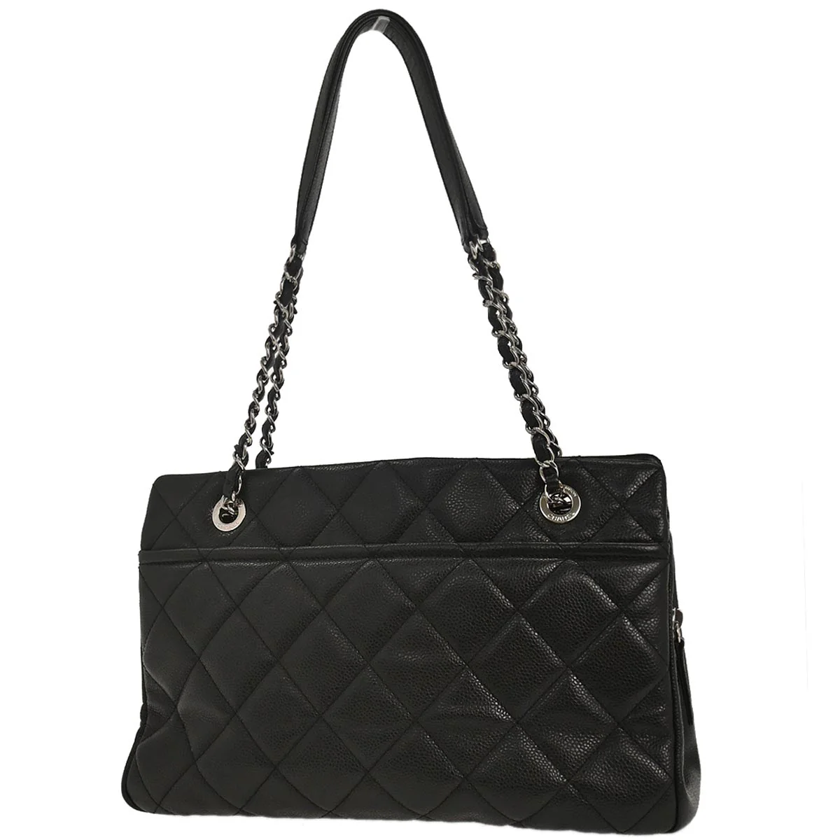Chanel 2013-2014 Black Caviar Timeless CC Chain Tote Bag - Image 2