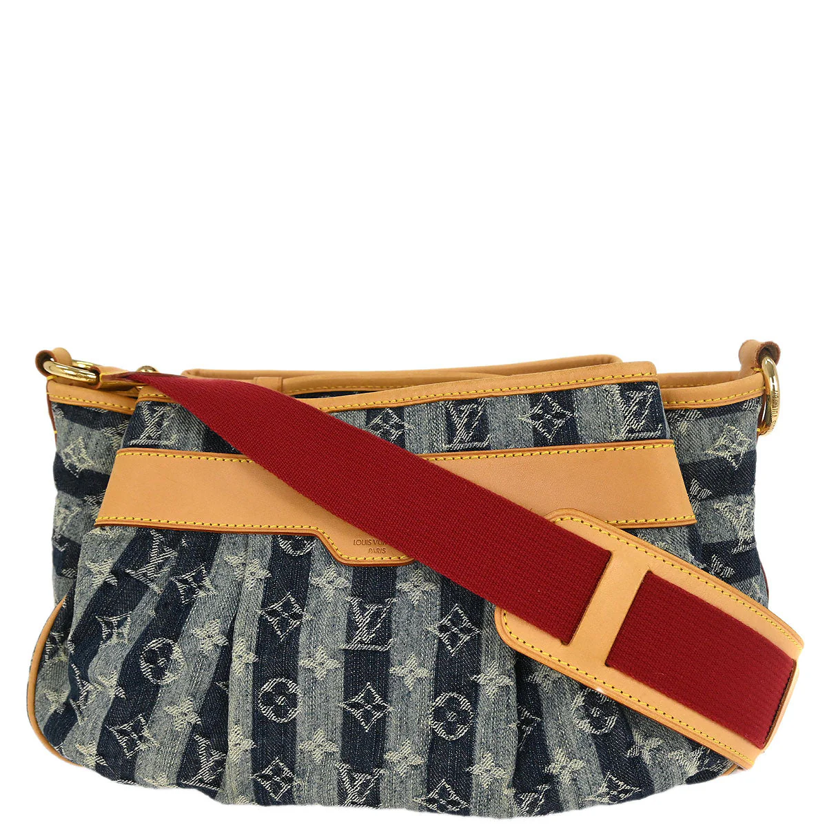 Louis Vuitton 2006 Blue Denim Porte Epol Raye MM Shoulder Bag M95334 - Image 2
