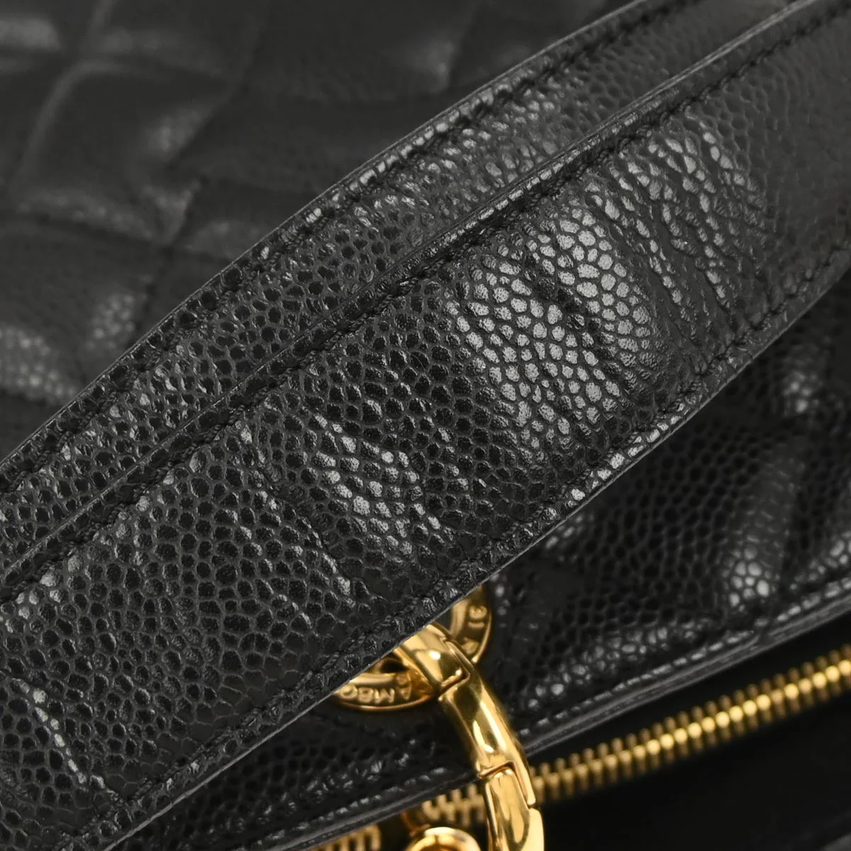 Chanel Black Caviar Skin Grand Shopping Tote GST Chain Handbag - Image 5