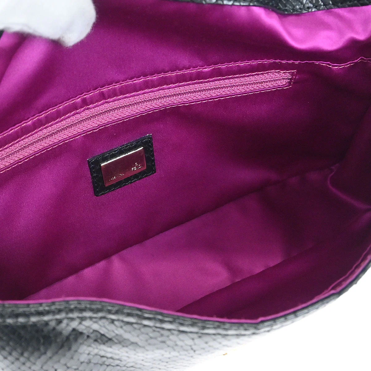 Fendi * Python Black Baguette Handbag - Image 8